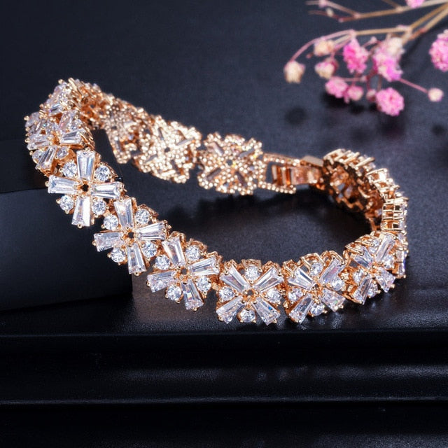 Shop AT HOME Bride Zirconia Spring Flower Wedding Tennis Bracelet