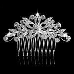 Flower Diamante Silver Plated Crystal Pearl Hair Comb
