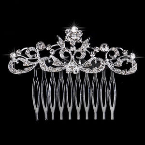 Flower Diamante Silver Plated Crystal Pearl Hair Comb