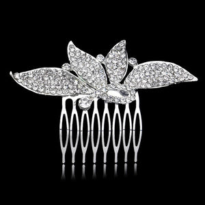 Flower Diamante Silver Plated Crystal Pearl Hair Comb