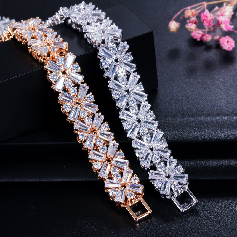 Shop AT HOME Bride Zirconia Spring Flower Wedding Tennis Bracelet