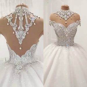 Shop AT HOME Bride Luxury Ball Gown with Crystal Beading - High-end Dress