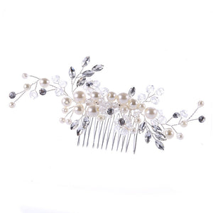 Silver Pearl Flower Hair Comb