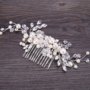 Silver Pearl Flower Hair Comb