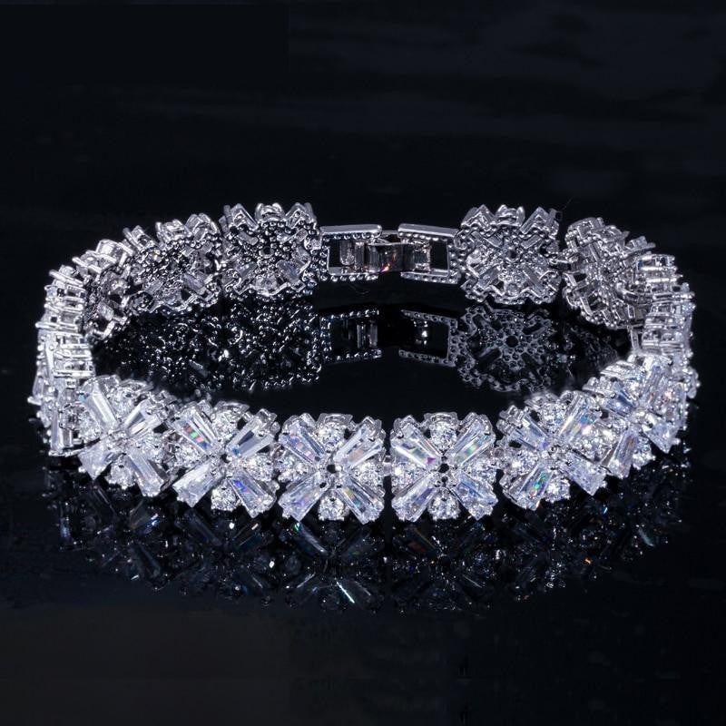 Shop AT HOME Bride Zirconia Spring Flower Wedding Tennis Bracelet