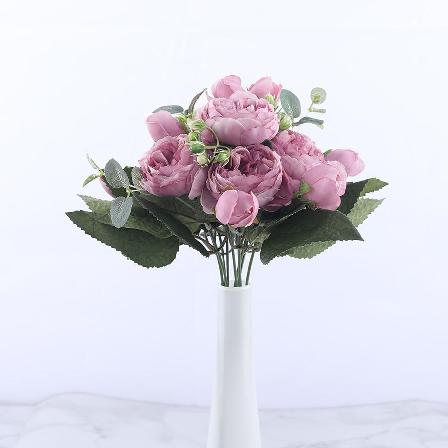 Rose Pink Silk Peony Artificial Flowers Bouquet