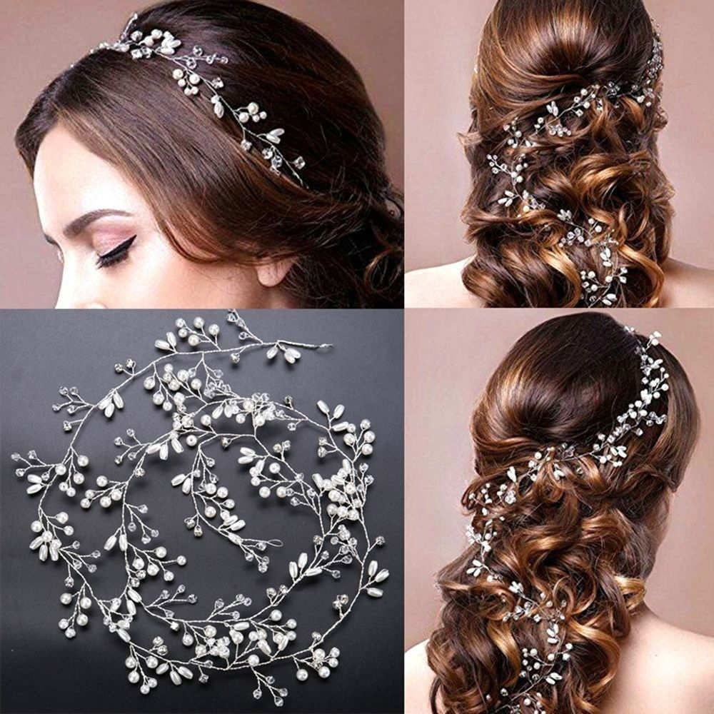 Bridal Hair Vine Rhinestones Pearls