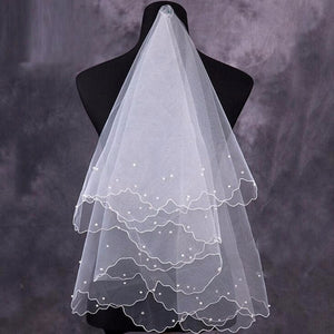 Faux Pearl Bridal Veil Elbow Length