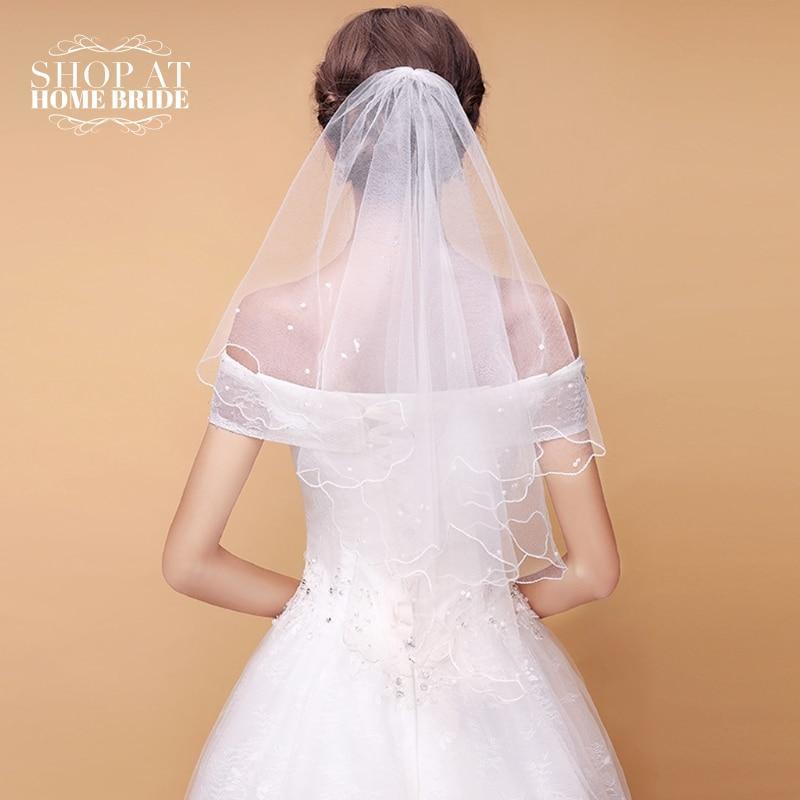 Faux Pearl Bridal Veil Elbow Length