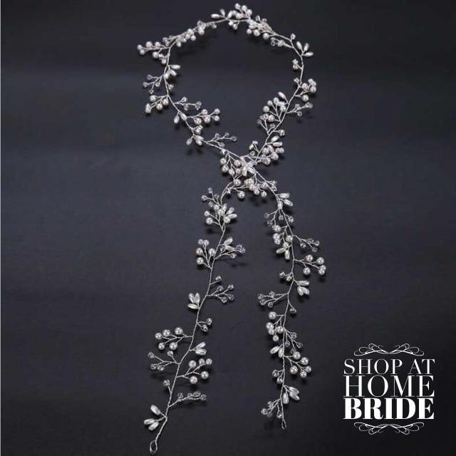 Bridal Hair Vine Rhinestones Pearls