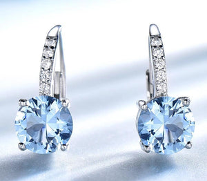 Stamped 925 Sterling Blue Topaz Earrings