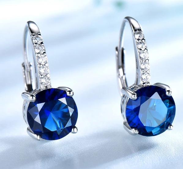 Stamped 925 Sterling Blue Topaz Earrings