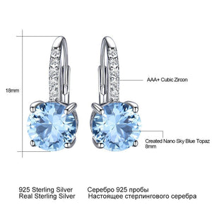 Stamped 925 Sterling Blue Topaz Earrings