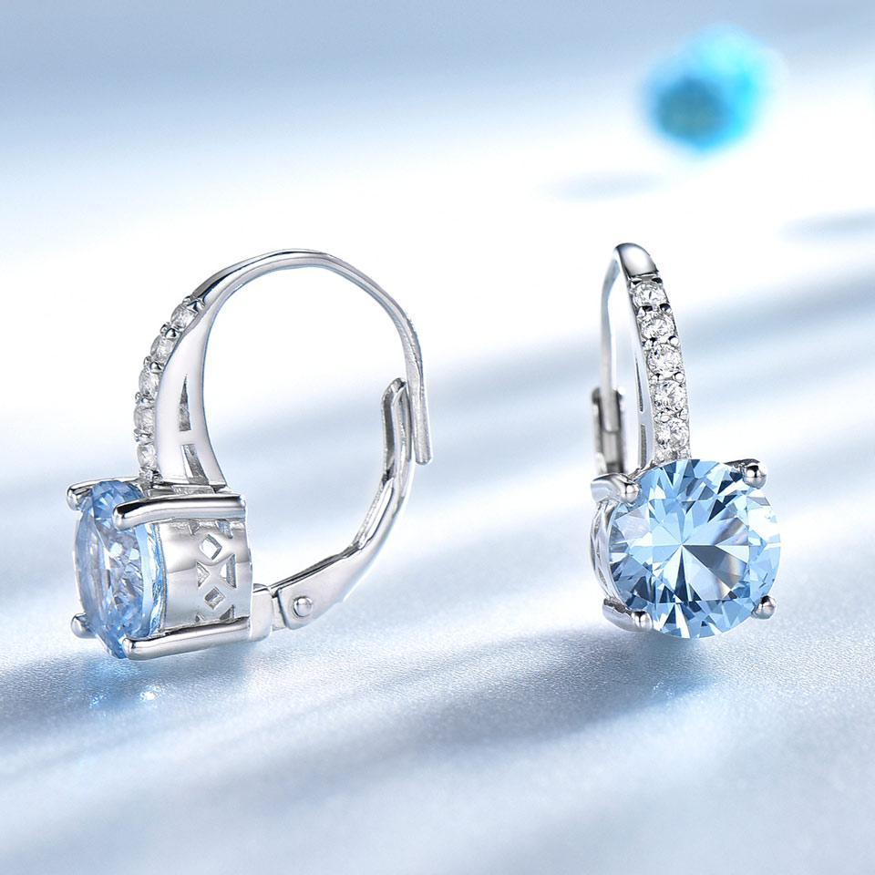 Stamped 925 Sterling Blue Topaz Earrings