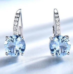 Stamped 925 Sterling Blue Topaz Earrings