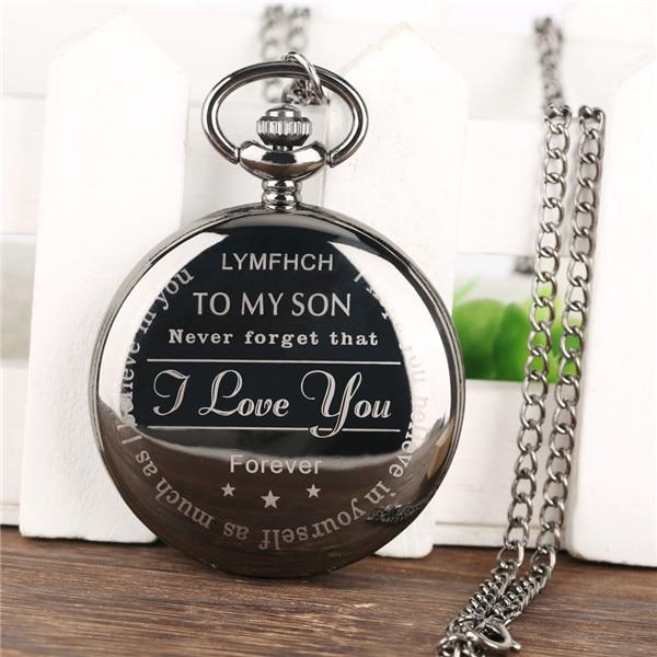 To My Son Vintage Bronze Quartz Pocket Watch