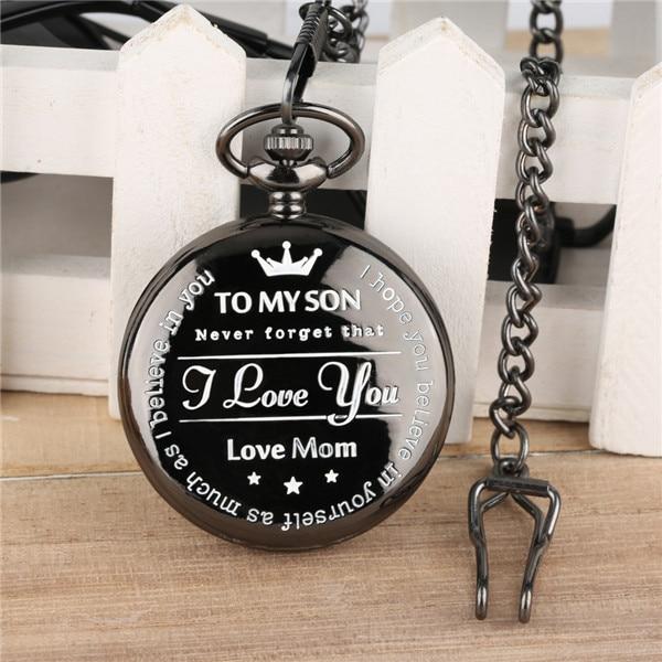 To My Son Vintage Bronze Quartz Pocket Watch