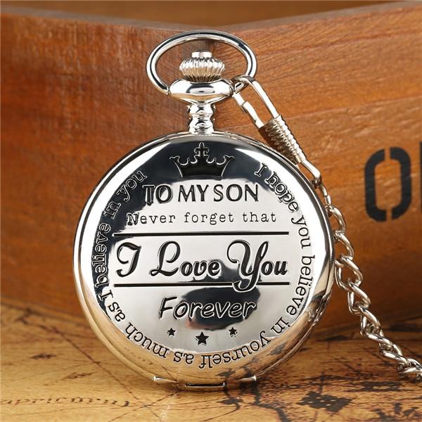 To My Son Vintage Bronze Quartz Pocket Watch