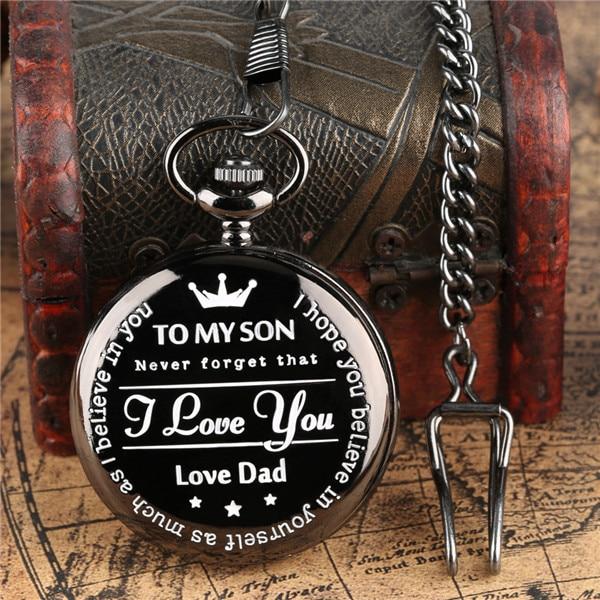 To My Son Vintage Bronze Quartz Pocket Watch