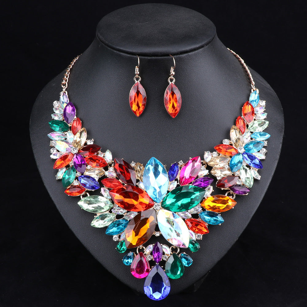 Outstanding Crystal Bridal Necklace & Earrings