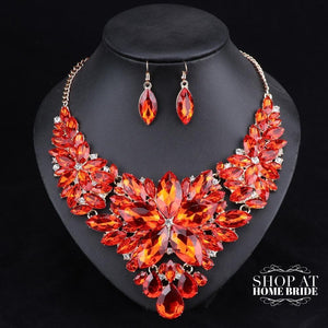 Outstanding Crystal Bridal Necklace & Earrings