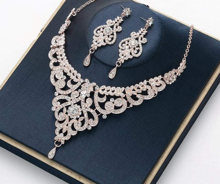 Crystal Wedding Necklace Earring Set