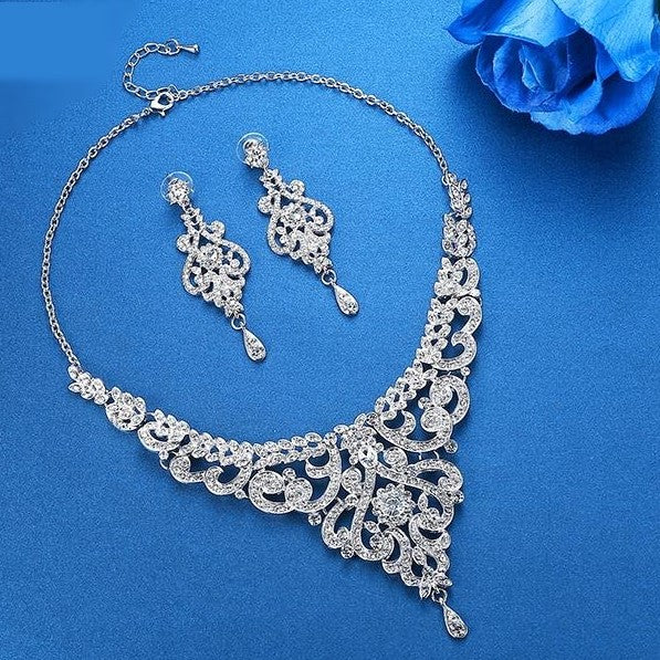 Crystal Wedding Necklace Earring Set