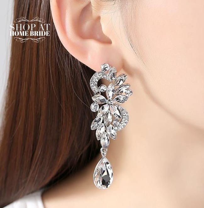 Alyssa with Swarovski Crystal Drop Wedding Earrings – Joanna Bisley Designs