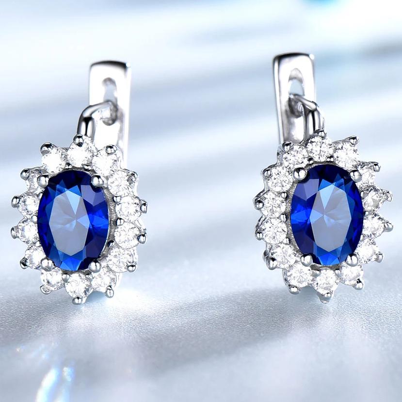 925 Sterling Sapphire Gemstone Clip Earrings