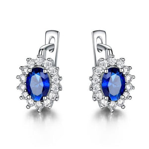 925 Sterling Sapphire Gemstone Clip Earrings